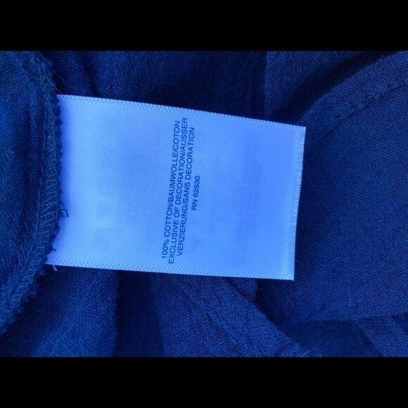 Land’s End Swim Coverup long sleeve sheer tassels embroidered modest Navy Small - Picture 12 of 16